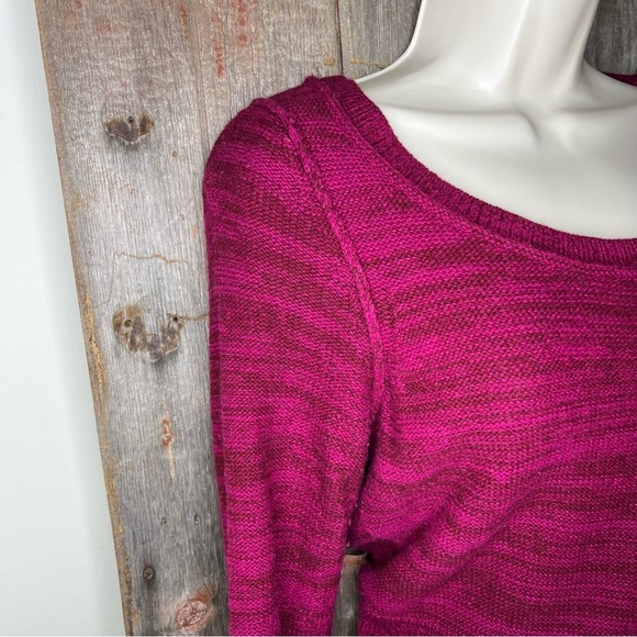 Sparrow Anthropologie Cranberry Marled Wool Blend Fit and Flare Sweater Dress M - Picture 3 of 12